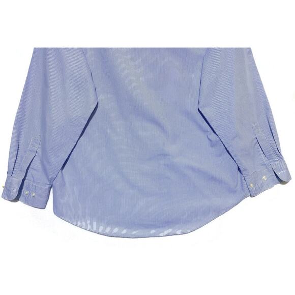 Fortune by Stan Embroidered Shirt Women's Large Nautical Theme Blue Pinstripe - Picture 3 of 7